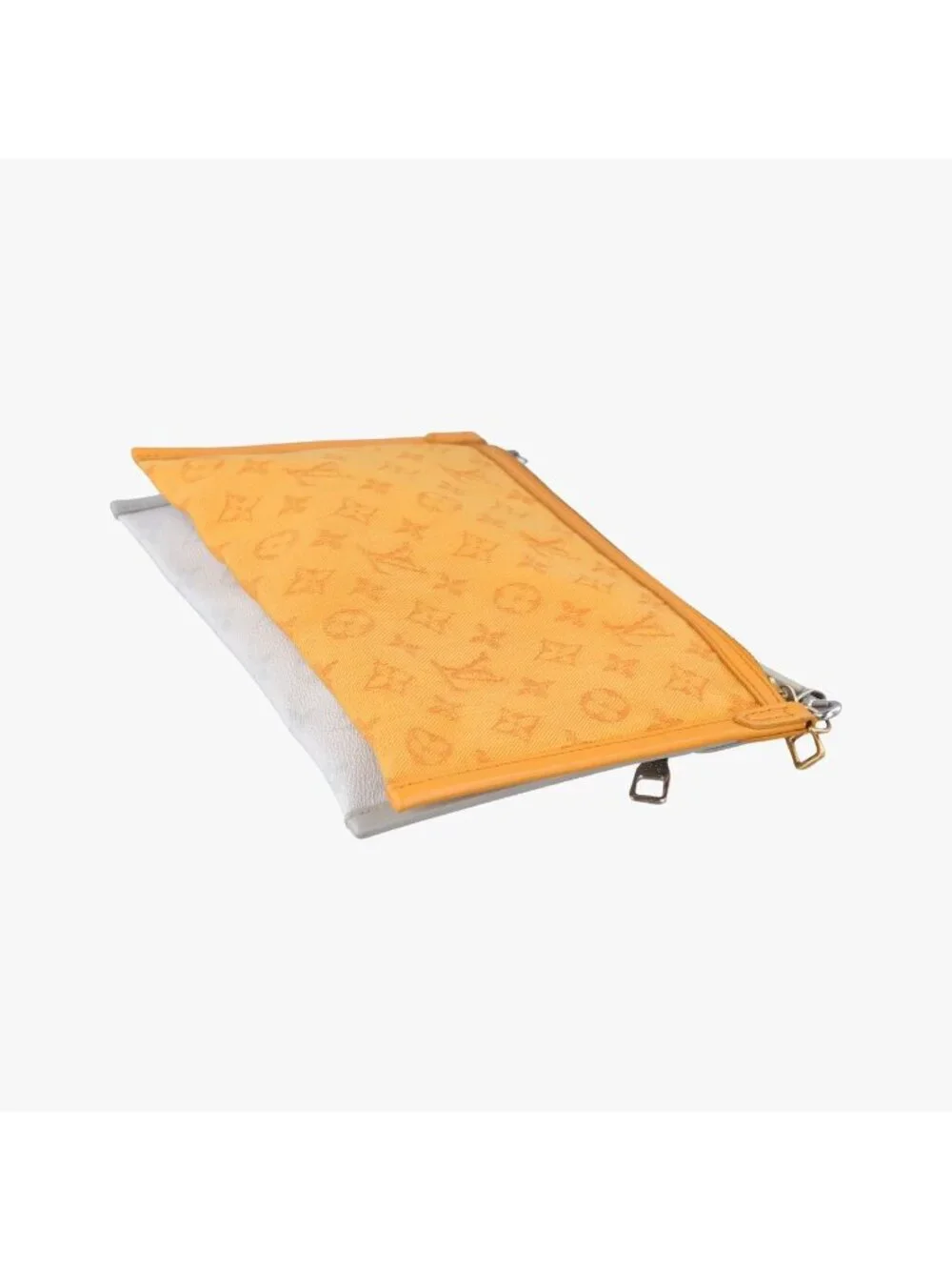 Louis Vuitton Flat Messenger Blanc Orange White Monogram Canvas Ochre Denim